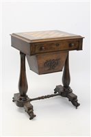 Lot 1409 - William IV rosewood games table / worktable,...