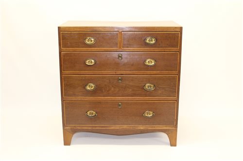 Lot 1315 - Early 19th century mahogany and boxwood strung...