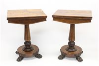 Lot 1331 - Good pair of William IV rosewood card tables...