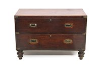 Lot 1340 - 19th century teak and brass mounted campaign...