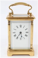 Lot 1262 - Contemporary brass carriage clock with white...