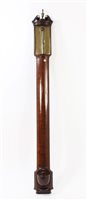 Lot 1275 - George III stick barometer with swan-neck...