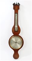 Lot 1277 - George III banjo barometer with silvered dial...