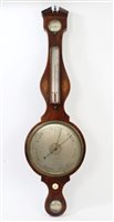 Lot 1278 - George III banjo barometer with silvered dial...