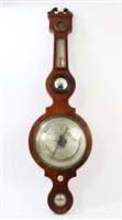 Lot 1280 - George IV banjo barometer with silvered dial...