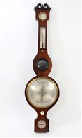 Lot 1281 - George IV banjo barometer with silvered dial...