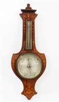 Lot 1282 - Late Victorian barometer thermometer with...