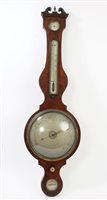 Lot 1284 - George III inlaid mahogany banjo-shaped...