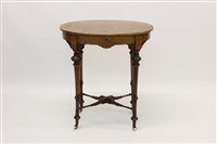 Lot 1302 - Victorian figured walnut and boxwood...