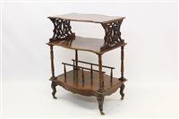 Lot 1304 - Victorian walnut Canterbury whatnot with three...