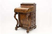 Lot 1306 - Mid-Victorian walnut piano-top davenport, the...