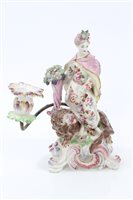 Lot 170 - 18th century Bow porcelain candlestick in the...