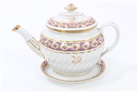 Lot 171 - Early 19th century Coalport oval teapot and...