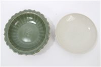 Lot 179 - Chinese green celadon dish with fluted...