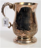 Lot 202 - Large 19th century white metal mug of baluster...