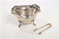 Lot 210 - Contemporary silver sugar bowl of shaped oval...