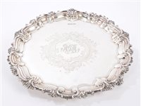 Lot 216 - Fine quality Edwardian silver salver with...