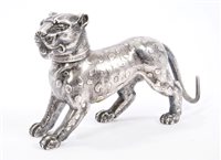 Lot 218 - Edwardian silver model of a standing leopard,...