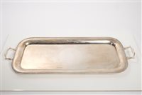 Lot 222 - 1920s narrow silver two-handled tray with...