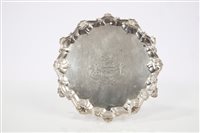 Lot 225 - Early George III silver waiter of hexagonal...