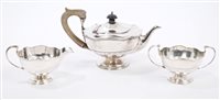 Lot 226 - George V three piece silver tea set -...