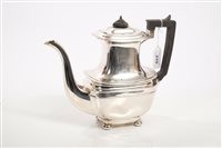 Lot 229 - George V silver coffee pot of rectangular...