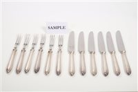 Lot 235 - Set of six pairs 1940s fruit knives and forks...