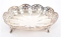 Lot 242 - 1920s silver dish of lobed oval form, with...