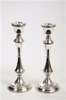 Lot 245 - Pair contemporary silver candlesticks of...