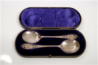 Lot 251 - Pair Edwardian silver spoons with large...