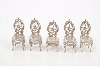 Lot 254 - Set of five contemporary silver miniature...