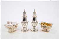 Lot 261 - Six piece contemporary silver condiment set in...