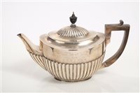 Lot 271 - Victorian silver teapot of oval form, with...