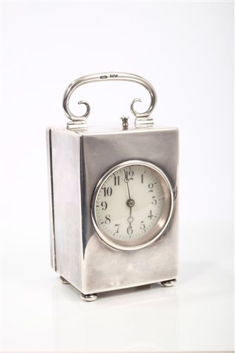 Lot 300 - Late Victorian silver carriage clock with