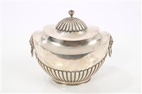 Lot 302 - Edwardian silver tea caddy of oval half-fluted...