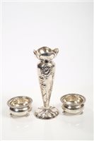 Lot 324 - Edwardian silver bud vase of tapering conical...