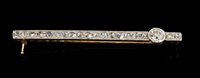 Lot 465 - Edwardian diamond bar brooch with an old cut...