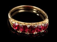 Lot 509 - Late Victorian natural ruby five-stone ring...