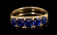 Lot 510 - Victorian sapphire ring with five oval mixed...