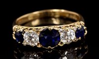 Lot 511 - Victorian sapphire and diamond five stone ring...