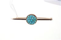 Lot 514 - Victorian turquoise bar brooch, the domed...