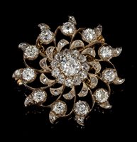 Lot 518 - Victorian diamond brooch, the circular foliate...