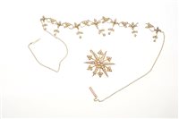 Lot 521 - Victorian seed pearl snowflake pendant /...