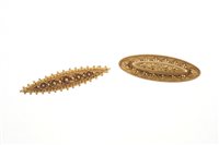 Lot 554 - Victorian gold 15ct brooch with applied floral...