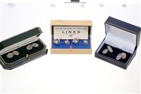 Lot 563 - Three pairs of silver cufflinks - to include...