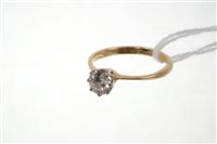 Lot 575 - Diamond single stone ring, the old cut stone...