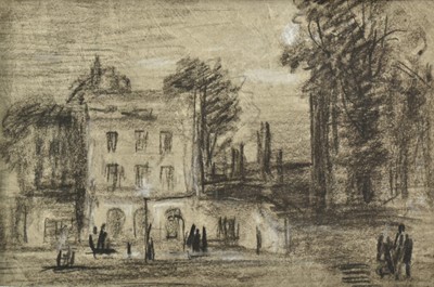 Lot 1108 - George James Rowe (1807-1883), black and white chalk - A London House, in glazed frame, 11.5cm x 16.5cm, in glazed frame