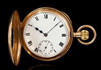 Lot 616 - Gentlemen's 9ct gold half hunter pocket watch...