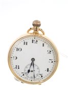 Lot 617 - Gentlemen's 18ct gold open face pocket watch...