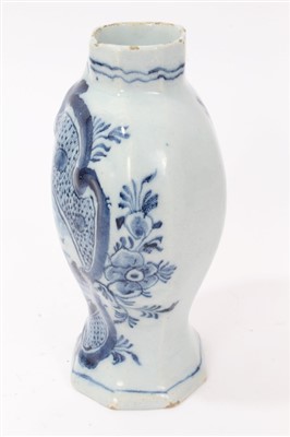 Lot 124 - 18th century Dutch Delft blue and white vase with painted windmill reserve